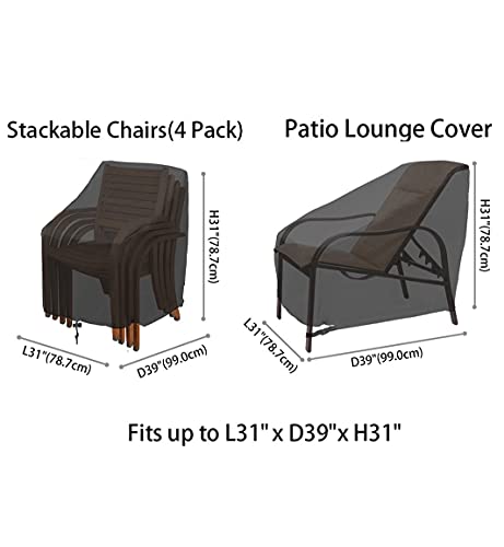 Rosielily Patio Chair Covers Waterproof Heavy Duty Outdoor Chair Covers Patio Furniture Covers, Stackable Outside Lounge Deep Seat Covers, Large Lawn Sofa Covers Water Resistant, 2 Pack, Dark Green #TOP2