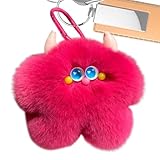 フラシ天カーフ キーリング | BAG CAMPIO FASHITÀ クリエイティブ | FUNTA FAUX ラビット ペリーキーリング | スイートドール レックスラビット | 毛皮のようなフラシ天のキーリング | 装飾用アクセサリー, スイカレッド, Fare riferimento alla descrizione