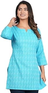 Cotton Printed Kurti Top for Women | 3/4 Sleeve Indian Tunic Blouse | Casual Ethnic Kurta for Work, Daily