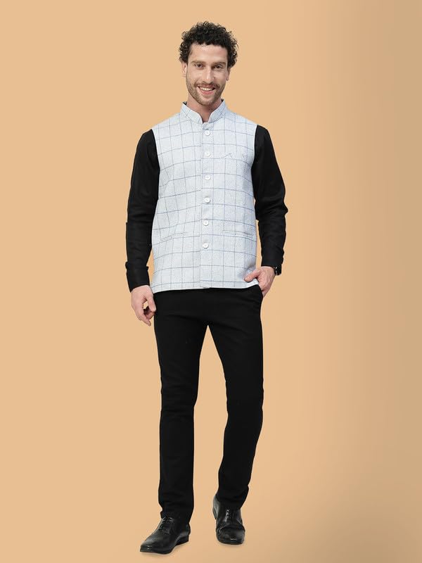 Image of VASTRAA FUSION Men's Traditional Woolen Nehru Jacket Modi Waistcoat
