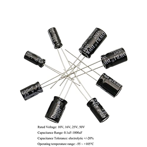 620Pcs Aluminum Electrolytic Capacitor Assortment Kit 24 Kinds Different Range 0.1Uf－1000Uf 10V/16V/25V/50V Radial Leads Electrolytic Capacitors For Repair Tv, Radio, Microwave Etc #TOP4