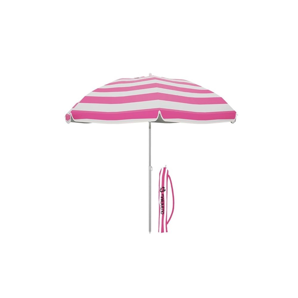 Marbueno Sombrilla Polyester Aluminio Con Funda Color Rosa 220 cm Jardin, Piscina y Playa 10219R