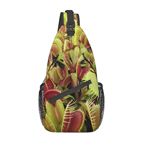 Sac de course à pied noir imprimé plante carnivore Evealyn One Size