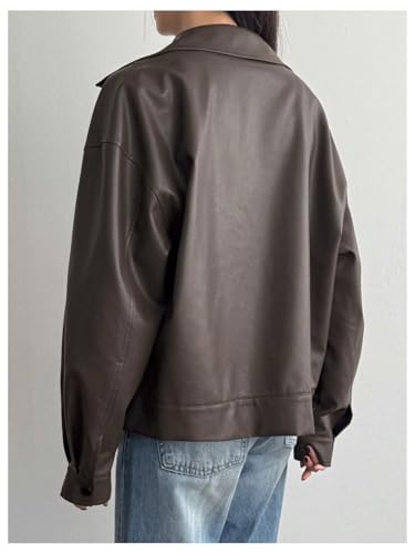 SOLY HUX Women's Zip Up Collared Faux Leather Motorcycle Jackets Causal Lightweight Oversized Outerwear Coat2