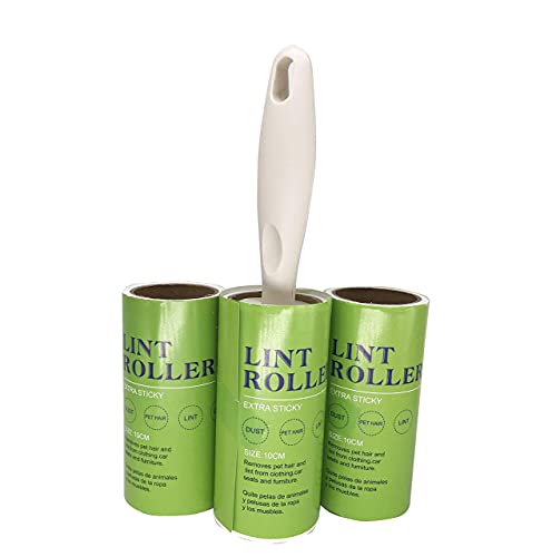 Image of House of Quirk Lint Rollers Brush Reusable Sticky Picker Cleaner Roller Sheets Pet Hair Lint Roller 10cm Sheet Set of 3 Rolls 180 Sheets, 60 Sheets Each roll Lint Roller Remover - Yellow Flower