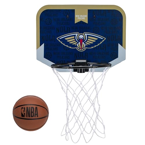 Franklin Sports NBA New Orleans Pelicans Mini Over the Door Basketball Hoop - Kids Indoor Mini Hoop with Ball - NBA Fan Shop Toy for Bedroom + Office - Over the Door Set