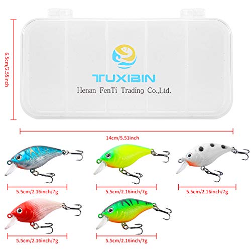 Tuxibin 5Pcs Topwater Fishing Lure 5.5Cm 7G Fishing Hooks Top Water Fishing Lures Bass Lures Fishing Tackle For Catfish Carp Bass Pike Etc. Txb5-4 #TOP1