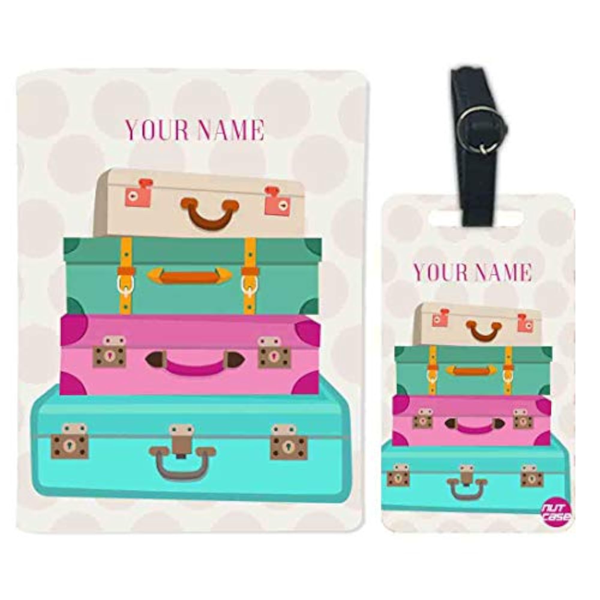 Personalized Suitcase Passport Cover & Luggage Tag Set