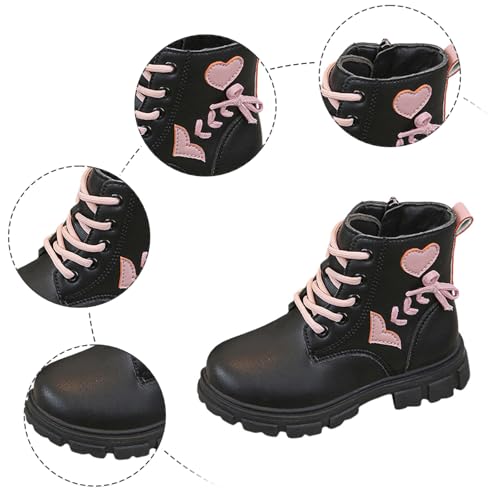 Cathalem Ankle Boots for Girls Lace Up Combat Boot Side Zipper Comfortable Girls Boots Waterproof Non Slip Sole for Outdoor Activities Fall Winter Spring4