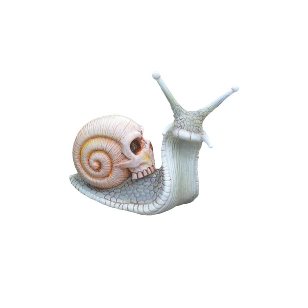 Skull Snail Garden Statues Halloween Skull Snail Sculpture Gothic Skull Decor Interesting Desktop Resin Craft Ornaments for Home Outdoor Office Decor,White