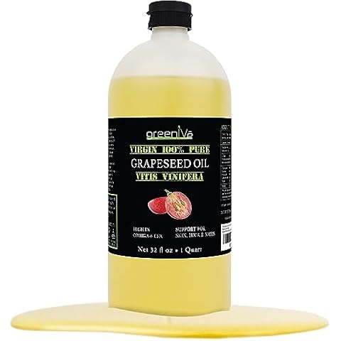 GreenIVe Grapeseed Oil Organically Grown 100% Pure Cold Pressed Light Flavor High Tempurature Cooking 32oz Cover