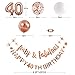 Rose Gold Forty & Fabulous Happy 40th Birthday Banner Garland Foil Balloon 40 for Womens 40th Birthday Decorations Hanging 40 and Fabulous Cheers to 40 Years Old Birthday Party Supplies Backdrop