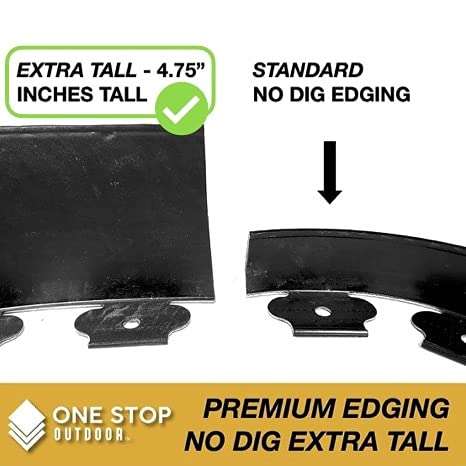 Instant Edging - (Extra Tall 4.75\" High) - Black 20ft Premium No Dig Yard Edging Kit, for Landscaping, and Flower Gardens - Includes 18 Edging Stakes (Black)