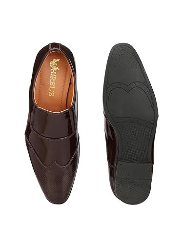 Image of HiREL'S Brogue Patent Shoes Wedding|Lightweight|Comfortable|Soft Cushioned Slip On for Men