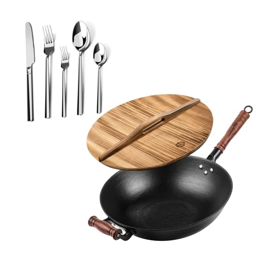 Juego de 5 piezas con wok de hierro fundido 14.2 pulg miniatura 1