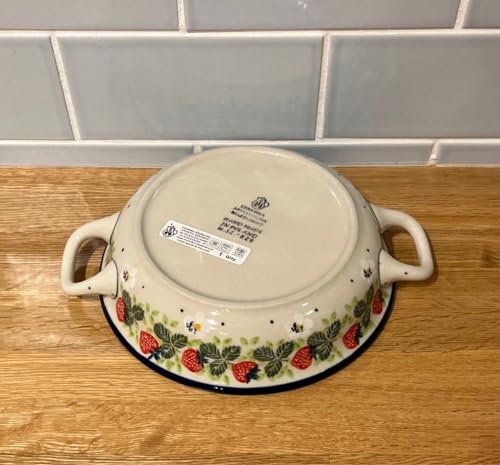 ??????? oven dish with handle oven dish au gratin dish strawberry polish dinnerware Polish pottery ceramica, z281551016