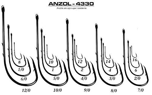 Anzol Marine Sports 4330 Super Strong N°7/0, Pacote com 10