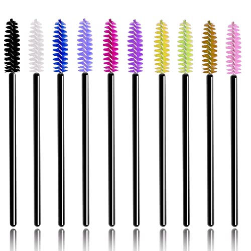 Disposable Mascara Wands 500Pcs, Disposable Mascara Applicators Multicolored 10 Colors, Ecbasket Mascara Brushes, Eyelash Eyebrow Brushes, Cosmetic Brush Makeup Tools Kit #TOP5