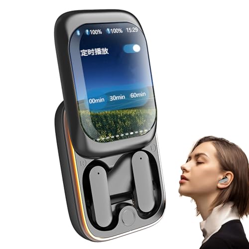 Genérico Inalámbrico con Pantalla - Audio Smart HD | Pantalla Táctil de Color Oreja de Control Inalámbrico en Caso de Sonido Estéreo de Cancelación de Casco, Música Portátil para Gimnasio de voto