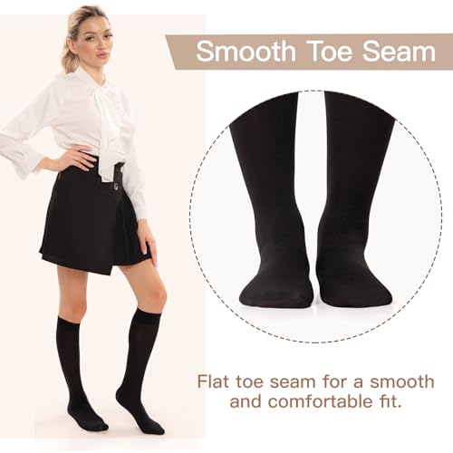 MANZI Women's Knee High Socks 40 Denier Ladies Nylon Semi Opaque Trouser Socks 4 Pairs Knee Stockings
