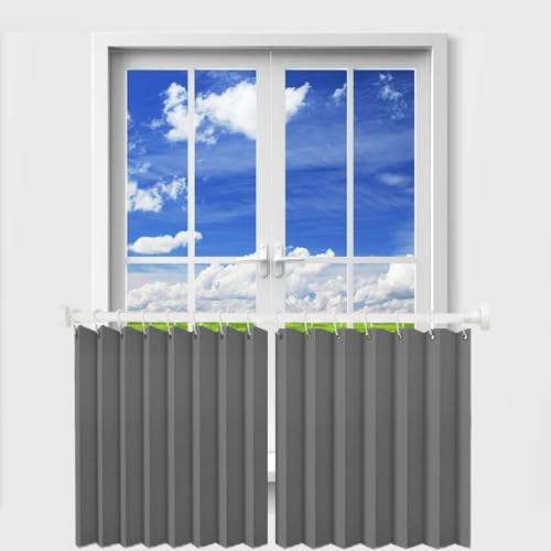 Hapgobli Short Blackout Curtains,2Pcs 24 Inch Length Small Window Curtains,Waterproof