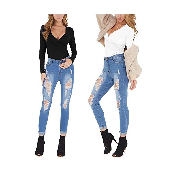 MANGOPOP-Womens-Cross-Wrap-Ruched-Plunge-Neck-Deep-V-Long-Sleeve-Short-Sleeve-Bodysuits MANGOPOP Women's Cross Wrap Ruched Plunge Neck Deep V Long Sleeve Short Sleeve Bodysuits