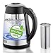 LEBENLANG Hervidor con ajuste de temperatura y colador de té - Indicador de temperatura, LED, 2200W y 1,7L | Hervidor de vidrio sin BPA con ajuste de temperatura | calentador de agua para té suelto