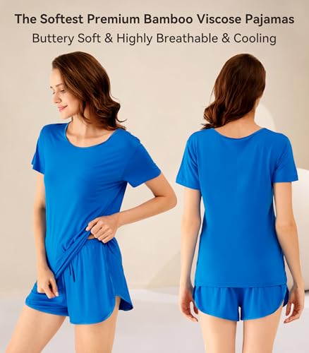 Image of WiWi Viscose from Bamboo Pajamas Set for Women Super Soft Short Sleeve Cooling Summer Plus Size Pjs Sets Sleepwear S-4X