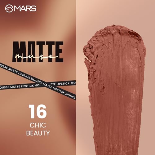 Image of MARS Matte Muse Mousse Lipstick (3ml) (16-CHICK BEAUTY) with Doe-Foot Applicator | Highly Pigmented | Smooth Texture | Hydrating Formula | Blurry Lips Effect