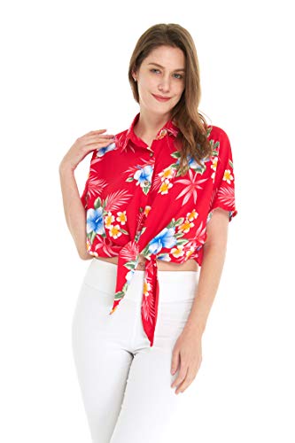 Image of Matchable Family Hawaiian Luau Men Women Girl Boy Clothes in Hibiscus Red