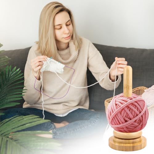 Tragbarer Garnhalter aus Holz, Wollabwickler, Wollhaspel Rotierender Wollknäuelhalter, Wollknäuelhalter Holz, Handgefertigter Garnkugelhalter zum Stricken, Drehbarer Vertikaler Garnaufbewahrung