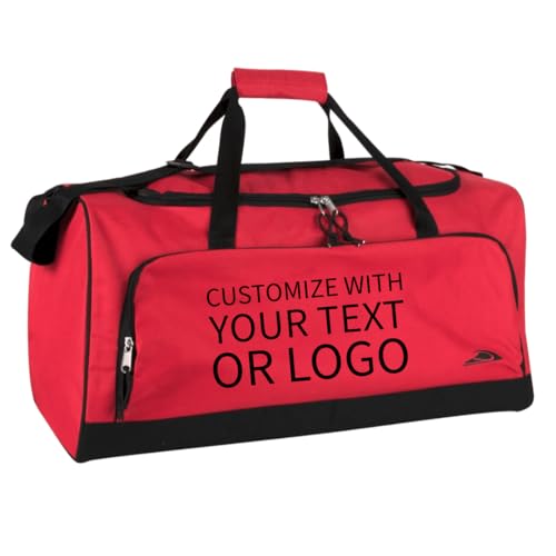 Custom Duffle Bag for Men and Women. Personalize with your Text and Logo (Red-24)