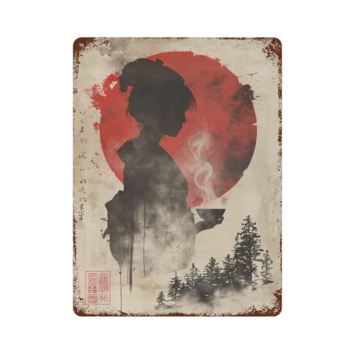 Geisha Tea Lady Plaque en fer rétro : habillez vos murs vides avec l'art Ukiyo E