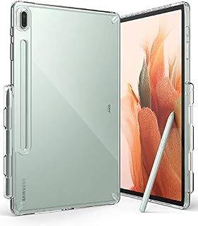 Ringke Fusion Designed for Galaxy Tab S7 FE Case 12.4-inch (2021), Transparent Hard Back Shockproof Bumper Tablet Back Cover with Side S Pen Holder - Clear