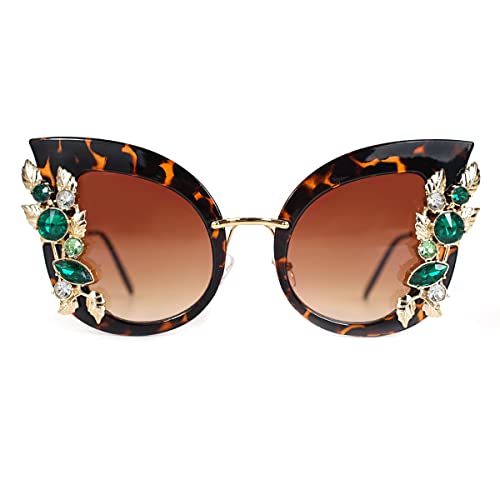 Slocyclub Halloween Glasses Jeweled Funky Butterfly Shaped Oversized Rhinestone Sunglasses for Women Unique UV400 Protection Colorful Fun