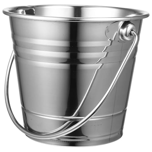 Hoement Secchiello Ghiaccio in Acciaio Inossidabile Spesso con Manico Portaghiaccio per Feste e Vino Secchio Metallo Vintage per Bevande e Cocktail Contenitore Ghiaccio Multiuso per Bar e