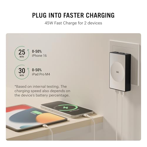 Image of DailyObjects POP 45W Wall Charger Adapter with Foldable Pins|USB-C Dual Port Power Output|Fast Charging|GaN5|Slim|Support iPhone 12 13 14 15 16 pro Max, Android,ipad,Samsung,oneplus|Lightweight-Black