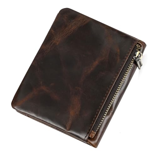 Wallets Men small Genuine Leather Bifold Slim RFID Blocking Wallet Credit Card Holder for Men(Brown)3