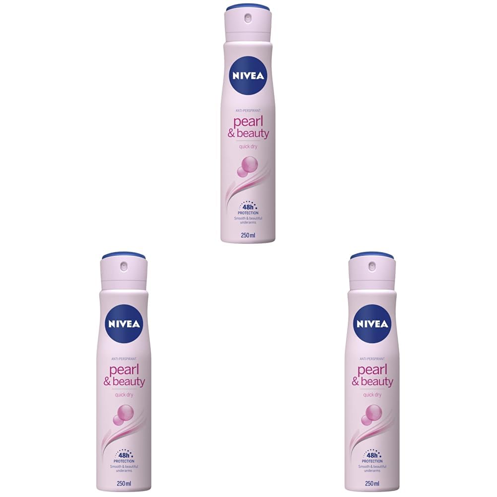 NIVEA Pearl & Beauty Anti-Perspirant Deodorant Spray (250ml), Women's Deodorant with 48H Sweat and Odour Protection, Anti-Perspirant Spray for Women with Pearl Extracts (Pack of 3)