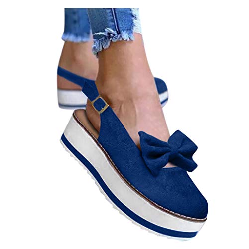 Buy Discount Duinzusyful Women's Wedges Sandals Summer Beach Bow Knot Slip On Platform Sandals Casua...