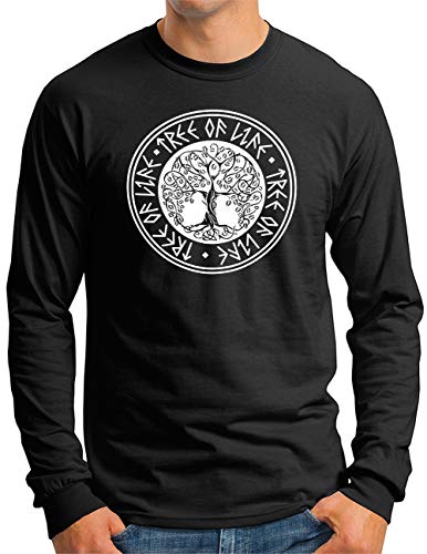T-shirt manches longues Yggdrasil homme en noir du S au 4XL