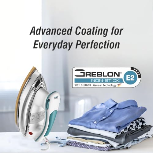 Image of Baltra Dry Iron Impact 1000 Watts, Golden Sole Plate Greblon Non Sick Soleplate with German Technology | Shock Proof Body Heavyweight Iron Press for Clothes 2 Years Warranty (Impact Dry Iron)