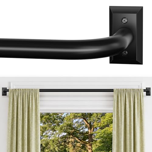 ZYRW Black Curtain Rod, Room Darkening Rods for Windows 28