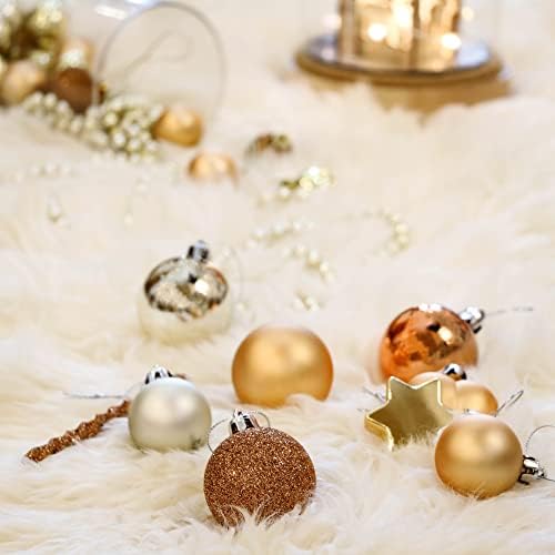 Valery Madelyn 60pcs 3-5cm Shatterproof Christmas Baubles,Woodland Copper and Gold Christmas Ball Ornaments for Christmas Tree Decorations