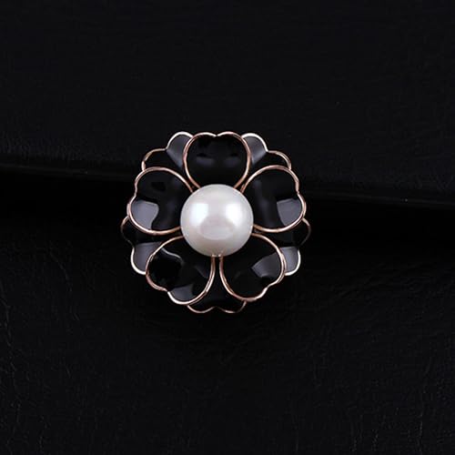 Image of GBAHFY Women's Camellia Flower Pearl Enamel Brooch Pins Fashion Elegant Pearl Brooches for Women Ladies Bridal Wedding Corsage Jewelry Gifts