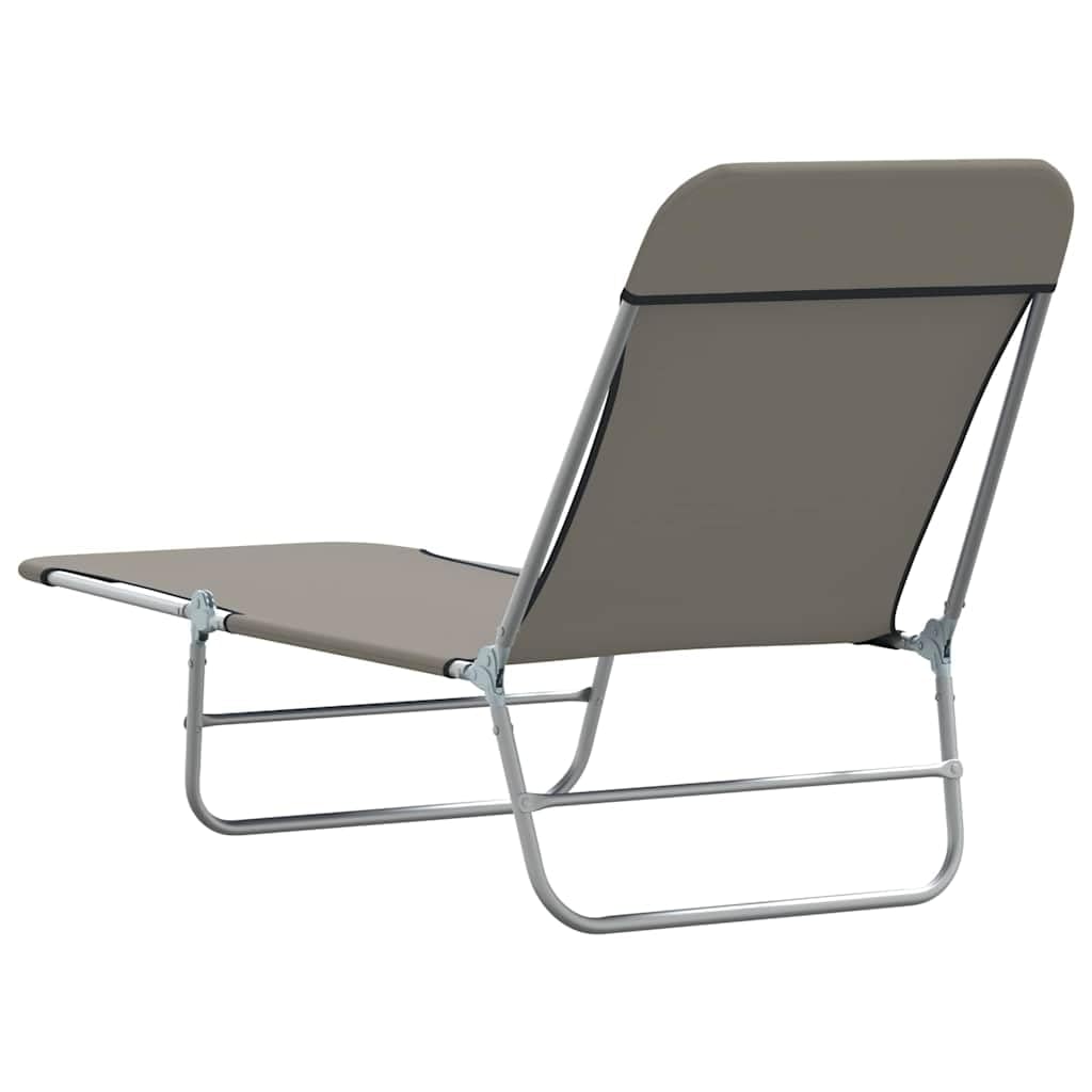 Składane leżaki, 2 szt. ze stali malowanej proszkowo z tkaniny Oxford 600D, szare, regulowane oparcie, 56 x 182 x 24,5 cm, obciążenie do 120 kg, idealne do ogrodu, na taras