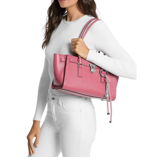 Michael Kors Hamilton Small Shoulder Tote, Silver-Tone Hardware/Urbino Leather/Rosewood - Thumbnail 2