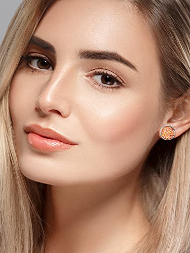 32 Pairs Faux Druzy Clip On Stud Earrings Bohemian Round Stud Ear Clip Stainless Steel Earrings Jewelry For Women Girls (Clip-On Style) #TOP1