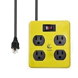 T-Jon Heavy-Duty Metal Housing,Power Block,4-Outlet,15A Circuit Breaker,14/3 SJT Black&Yellow with 4 Ft Extension Cord,Lighted Switch,4 Mountable Hole,Workshop & Industrial,UL Listed,PS-421