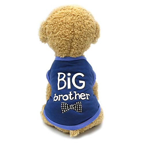Pet Shirt Wakeu Puppy Cat Classic Vest Striped T-Shirt Pet Summer Apparel Dog Clothes For Small Dog Boy Dog Girl (Xs, Big Brither) #TOP17